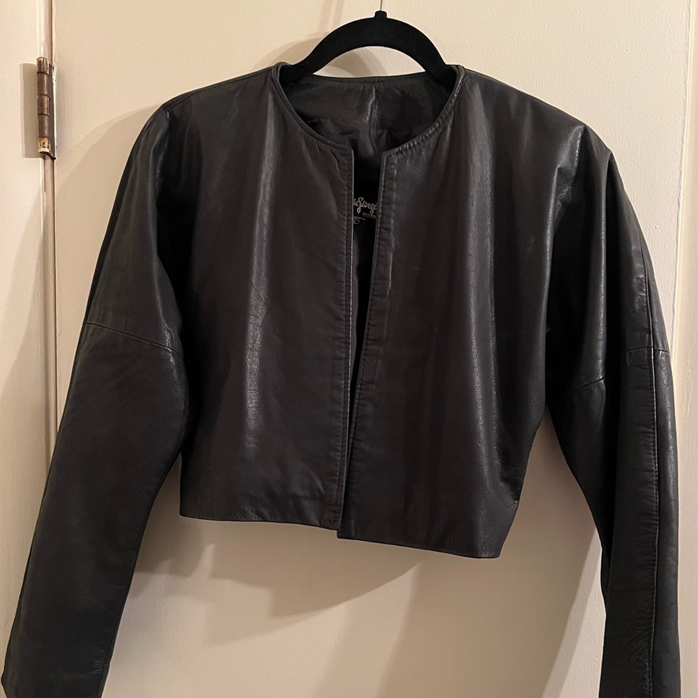 Jacket-Leather Cropped Size M
